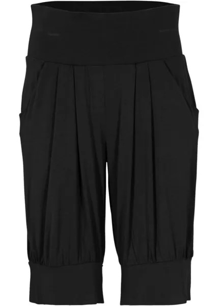 Брюки-шаровары с удобным поясом и карманами длины шорты Bpc Bonprix Collection, черный
