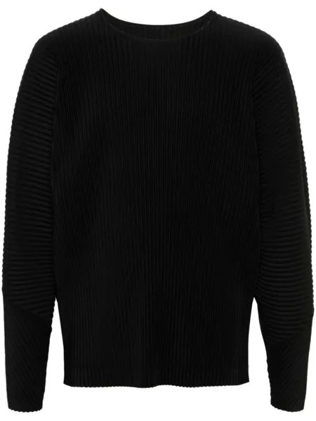 Homme Plissé Issey Miyake pleated long-sleeve T-shirt, черный