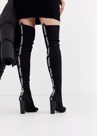 Черные высокие ботинки с верхом из трикотажа ASOS DESIGN Kudos-Черный