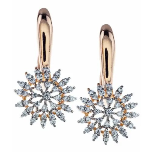 Серьги с подвесками XUPING JEWELRY, фианит, размер/диаметр 24 мм., золотой