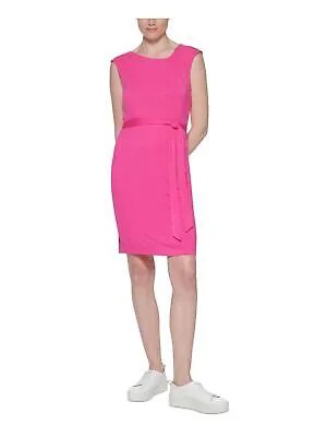 CALVIN KLEIN Женское розовое платье-футляр выше колена с поясом и поясом без рукавов 10