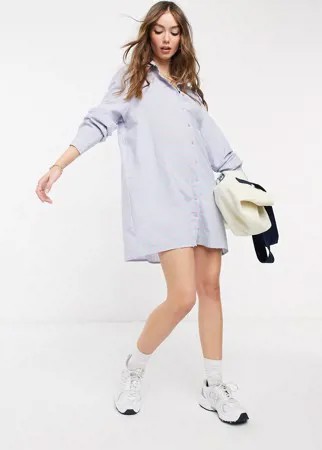 Платье-рубашка в стиле oversized в клетку розового и голубого цвета Urban Threads-Многоцветный