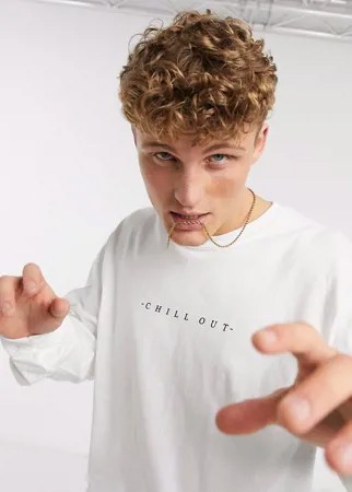Белый лонгслив с принтом New Look