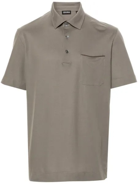 Zegna рубашка поло с накладным карманом, серый