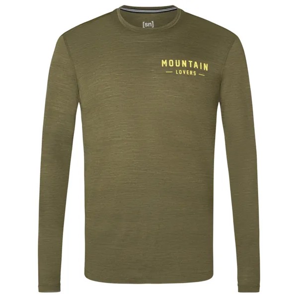 Лонгслив Super Natural Skiing Gear L/S, цвет Olive Night Melange/Jet Black/Illuminating
