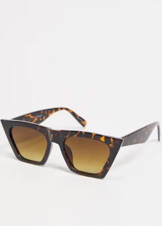 Солнцезащитные очки «кошачий глаз» в оправе с черепаховым дизайном и острыми углами Pieces-Коричневый цвет