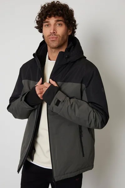 Двухцветная лыжная куртка Dolomiti на микрофлисовой подкладке с капюшоном Threadbare, черный
