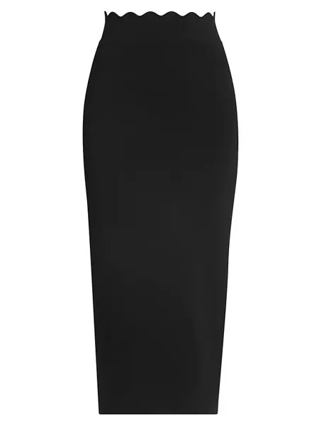Трикотажная юбка миди Quincy с фестонами A.L.C., черный