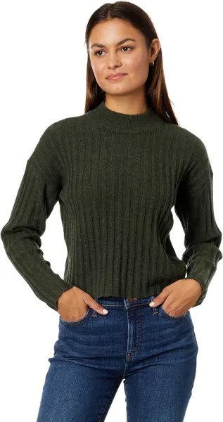 Укороченный свитер с воротником-стойкой Madewell, цвет Heather Dark Forest