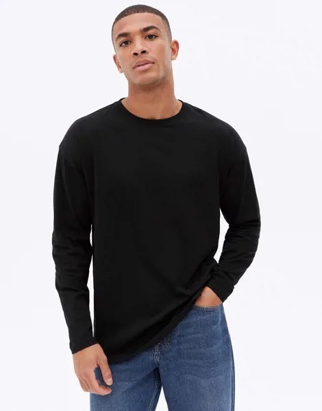 Черный oversized-лонгслив New Look