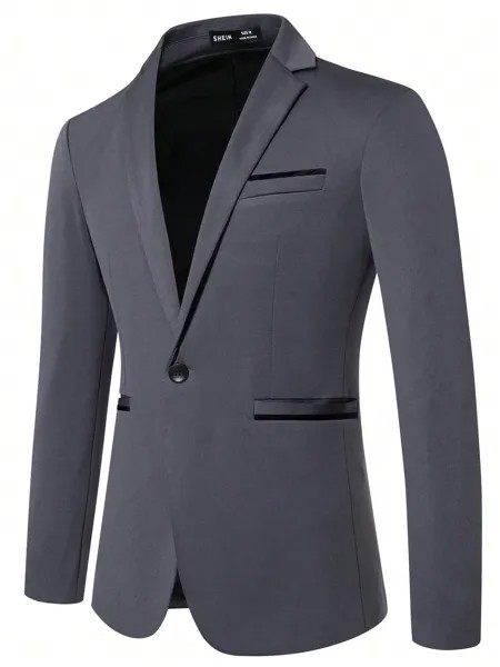 Мужской пиджак с воротником с лацканами и длинными рукавами Manfinity Mode, серый