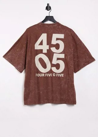 Оversize-футболка в стиле унисекс с эффектом кислотной стирки ASOS 4505-Коричневый цвет