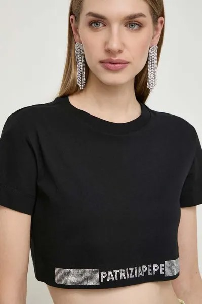 Хлопковая футболка Patrizia Pepe, черный