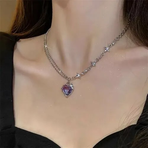 Колье, кристалл, длина 47 см, бесцветный