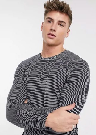 Темно-синий лонгслив в полоску из органического хлопка Selected Homme