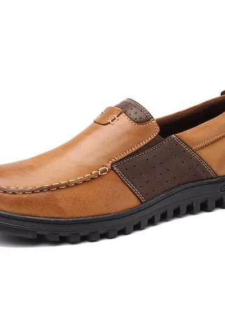 Menico Menico Comfy Moccasin Toe Leather Splicing Soft Повседневная обувь