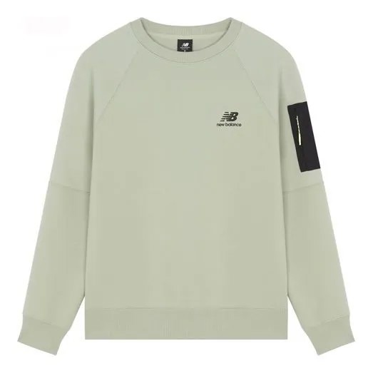Толстовка New Balance Men's New Balance Logo Printing Round Neck Pullover Green, зеленый