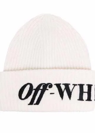 Off-White шапка бини в рубчик с логотипом