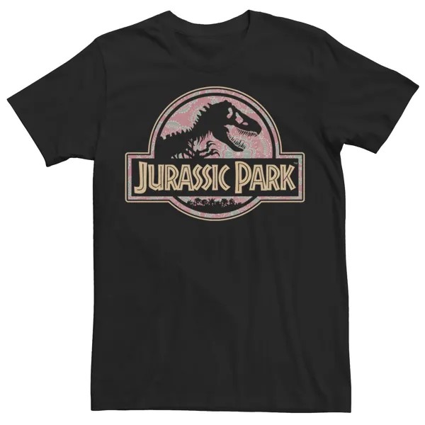 Мужская футболка с цветочным принтом «Парк Юрского периода» и буквенным логотипом Мандала Jurassic World, черный