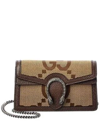 Gucci Dionysus Super Mini Jumbo Gg Женская сумка через плечо из ткани и кожи коричневая
