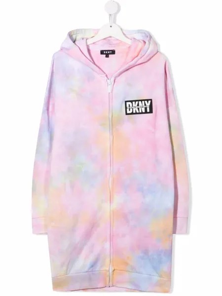 Dkny Kids длинное худи с принтом тай-дай