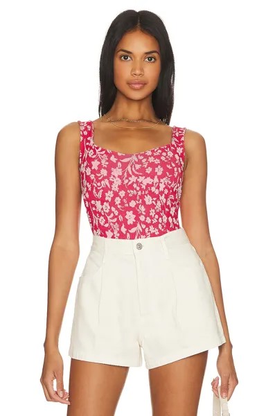 Боди Free People X Intimately FP Clean Lines Printed, цвет Scarlet Combo