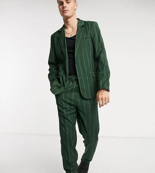 Зеленые брюки в тонкую полоску Reclaimed Vintage Inspired-Зеленый