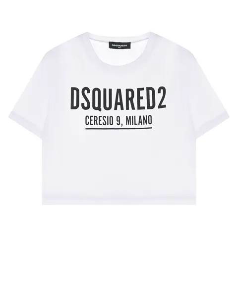 Белая футболка с черным лого Dsquared2