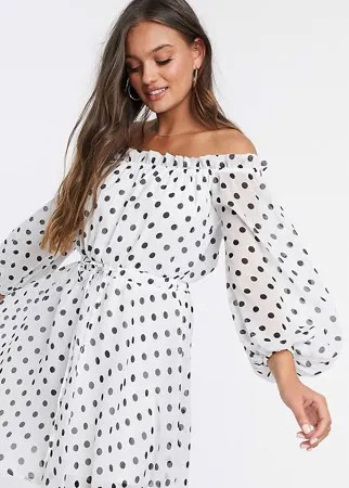 Платье мини в горошек ASOS DESIGN Petite-Многоцветный