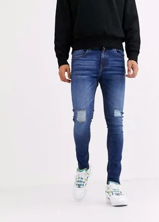 Синие джинсы скинни с рваной отделкой Criminal Damage-Синий