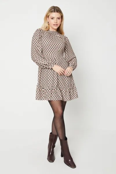 Мини-платье с геометрическим узором и оборкой спереди Dorothy Perkins, мультиколор