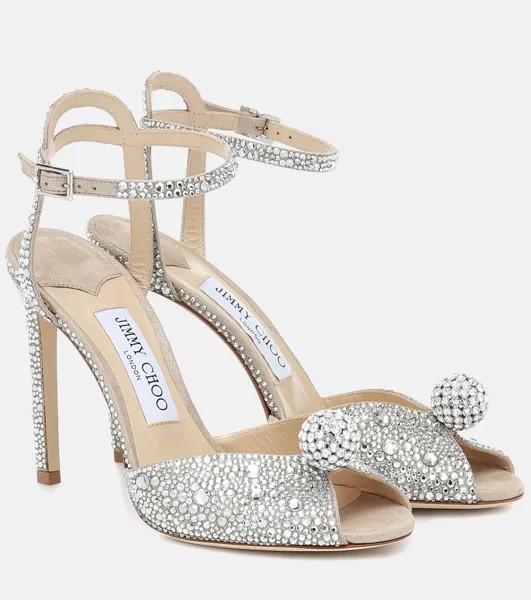 Декорированные сандалии Sacora 100 Jimmy Choo, серебряный