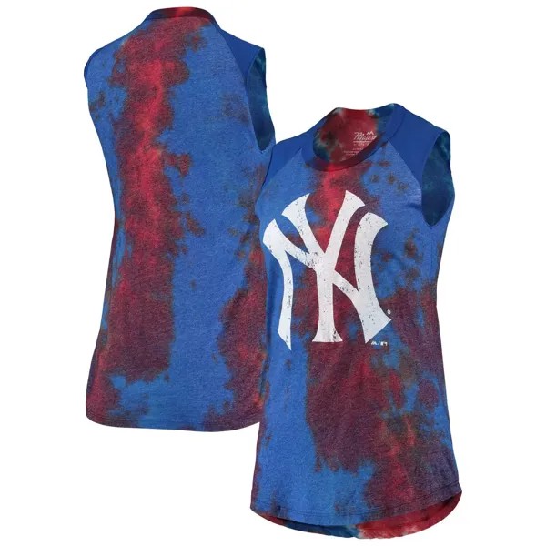 Женская майка Majestic Threads красного/синего цвета New York Yankees Tie-Dye Tri-Blend Muscle Tank Majestic
