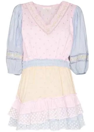 LoveShackFancy платье мини Consuela с пышными рукавами