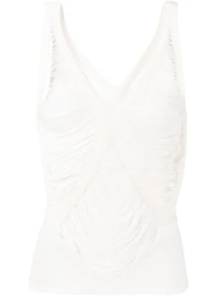 Двухслойный топ Net Distressed Dion Lee, белый