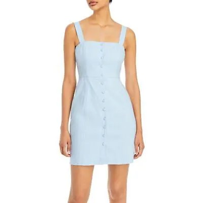 Платье-рубашка Theory Womens Kayleigh Blue Linen Blend Mini Casual 8 BHFO 8265
