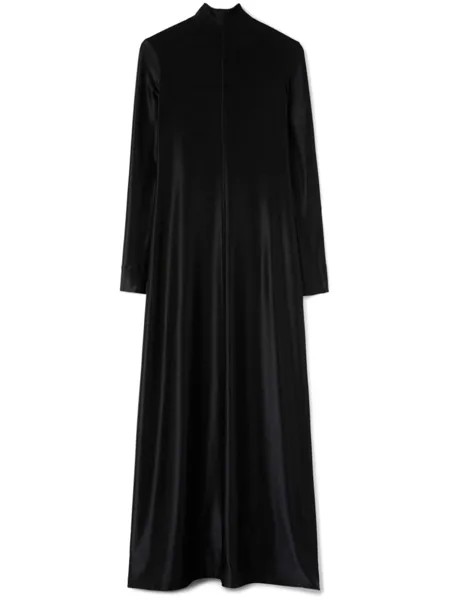Jil Sander длинное платье из джерси с высоким воротником, черный