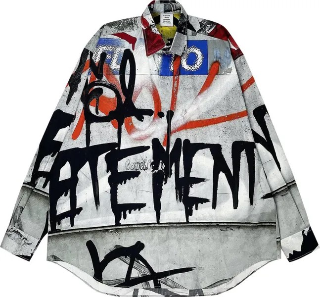 Рубашка Vetements Graffiti 'Grey Graffiti Print', серый