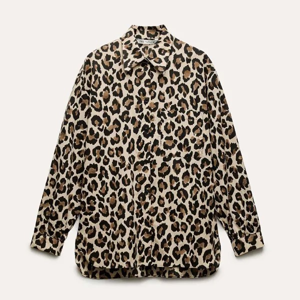 Рубашка Zara ZW Collection Animal Print, мультиколор