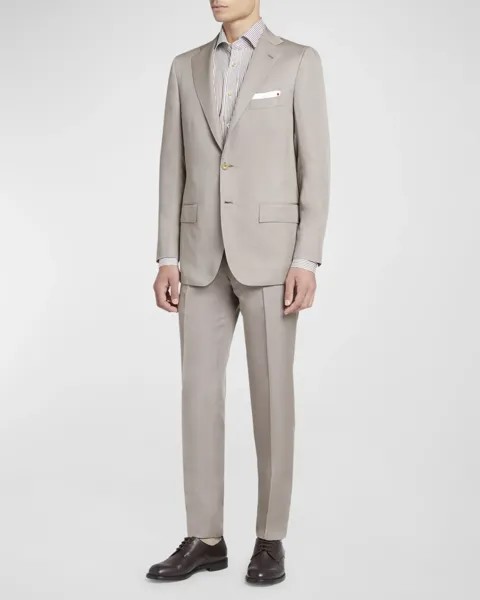 Мужской однотонный костюм из лиоцелла Kiton, цвет Light Brown