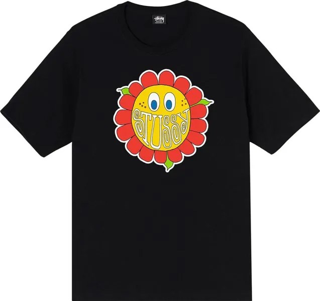 Футболка Stussy Happy Flower T-Shirt 'Black', черный