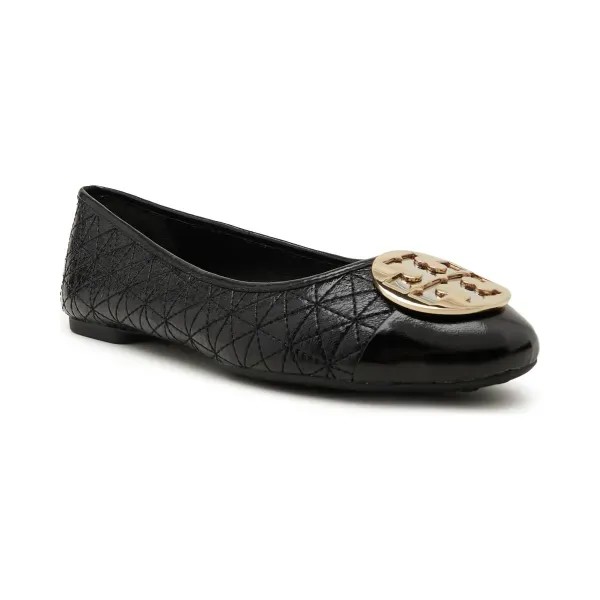 Стеганые кожаные балетки Claire Tory Burch, черный
