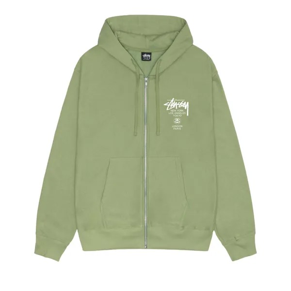 Толстовка на молнии Stussy World Tour Moss