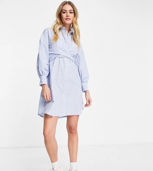 Полосатое платье-рубашка мини с запахом для кормящих мам ASOS DESIGN Maternity-Разноцветный