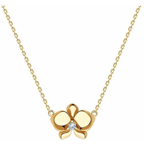 Колье Diamant, серебро, 925 проба, золочение, фианит, длина 45 см.