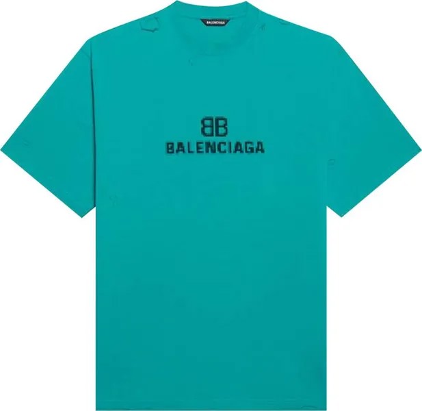 Футболка Balenciaga BB Pixel Boxy T-Shirt 'Turquoise/Black', синий