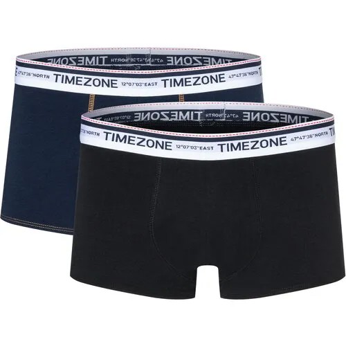 Комплект трусов боксеры Timezone, размер L, синий, черный, 2 шт.