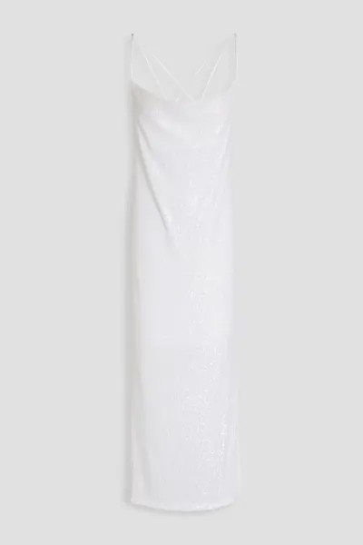 Платье миди в рубчик с пайетками Rotate Birger Christensen, белый