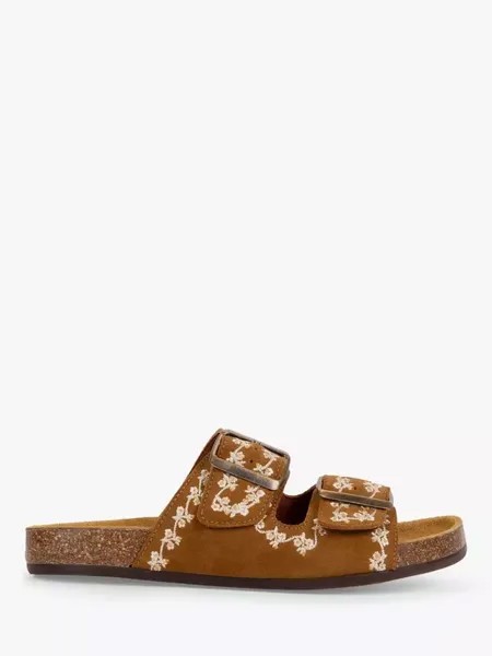 Сандалии Penelope Chilvers Penelope Chilvers Pool Suede Embroidered Slider, цвет tan