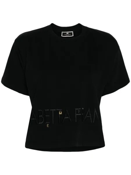 Elisabetta Franchi футболка с вышитым логотипом, черный